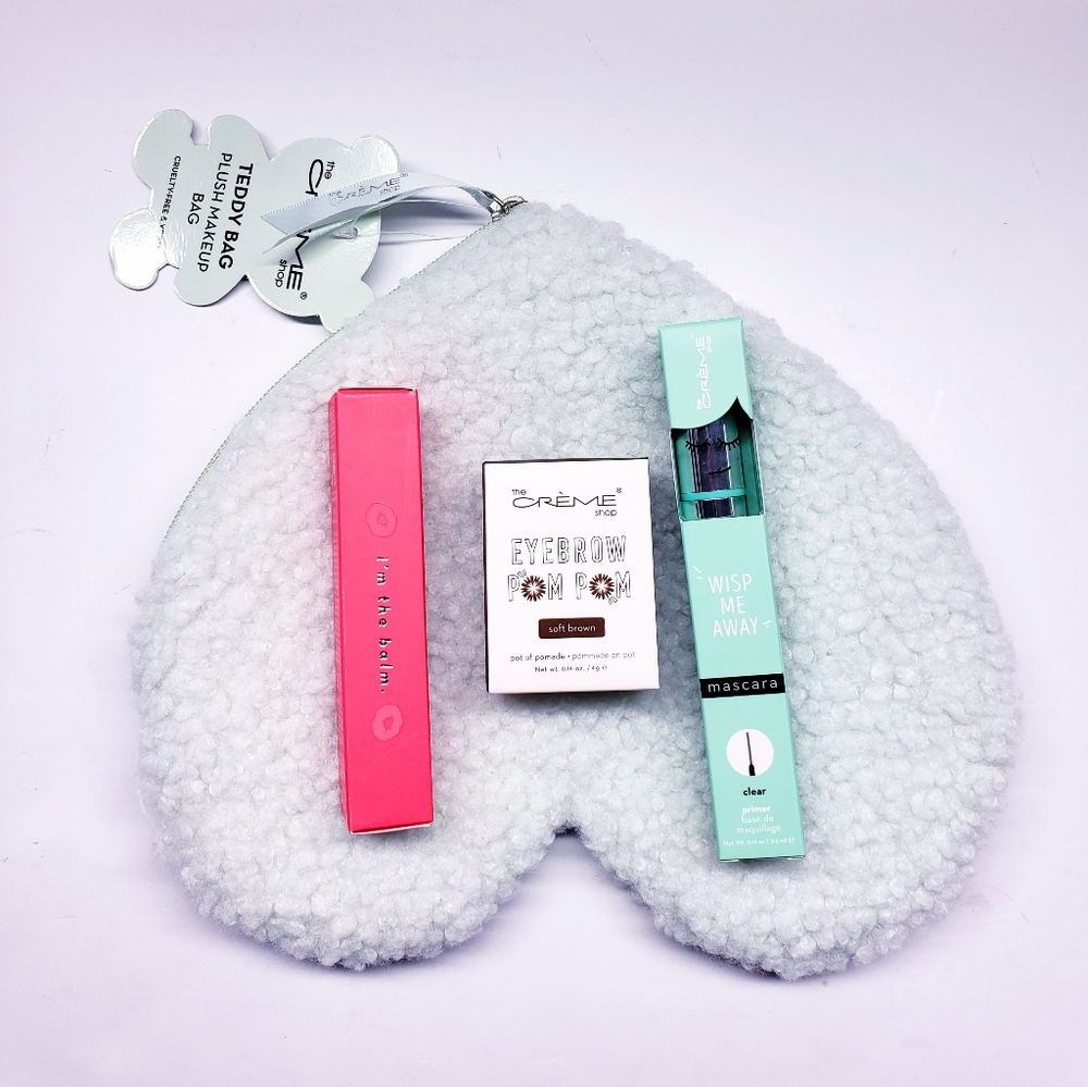 Mint Green Heart Makeup Bag with Mascara, Tinted Lip Balm, and Eyebrow pomade